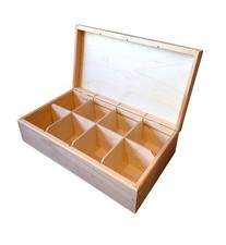 Large Wooden Tea Box with 8