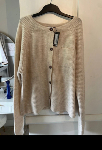 Boohoo beige knit button - boohoo, button-front