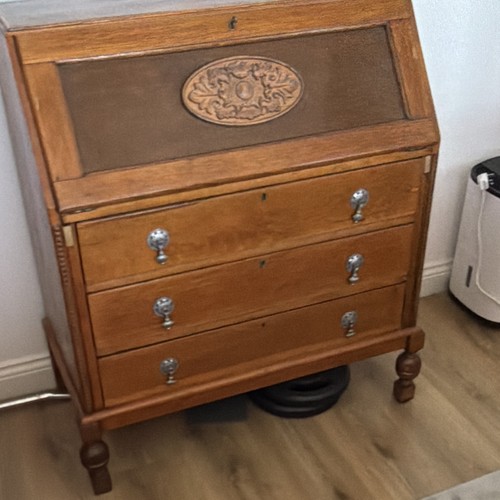 Antique brown wood drop - antique, drop-front