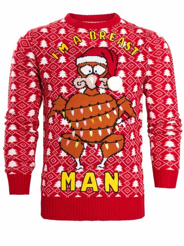 Mens christmas jumper red - mens,