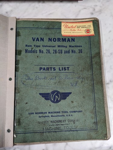Van norman service parts list - norman,