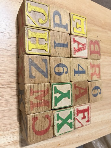 Vintage wooden alphabet number - wooden,