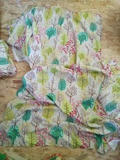 Lined Ready To hang Curtains Scandi Floral Tree Print 4* Panels 384m