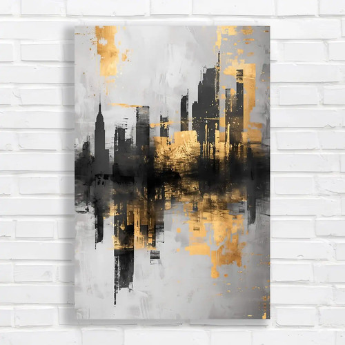 Glittering cityscape canvas - glittering,