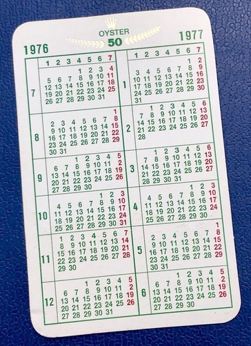 Rolex 1976 1977 calendar - 1976,