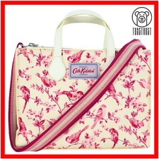 Cath Kidston Small Cross Body Bag Grab Tote British Birds Cream PVC Floral CO38