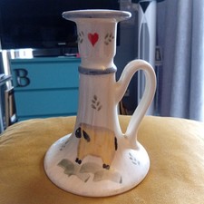 Unusual Vintage Style Ceramic Painted Sheep Candlestick