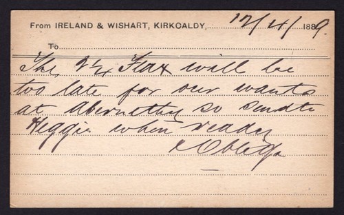 1889 card from ireland and - ,