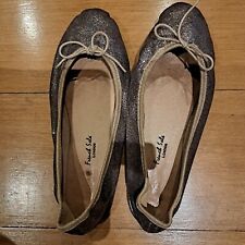 Ballet Flats Size 4 French Sole By Jane Winkworth Silver Glittery