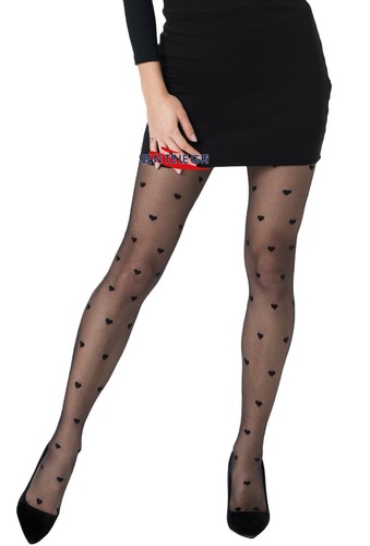 Hearts patterned sheer tights - sheer,