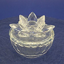 Crystal Glass Lotus Flower/Waterlily Trinket Bowl - 10cm/3.9" Diameter