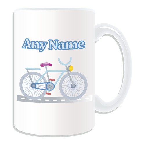 Personalised gift bike mug - personalised,