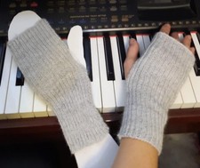 Handmade 100% Angora Wool Fingerless Gloves Mittens Wristwarmers