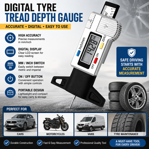 Digital tyre tread depth gauge - tread,