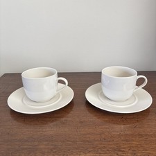 Set of 2 ALESSI ETTORE SOTTSASS 1993 Vintage Off White Coffee/Tea Cups & Saucers