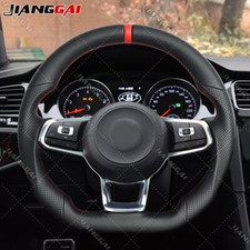 Full Leather Steering Wheel Red Stitching For VW MK7 MK7.5 Golf GTI 2013-2020