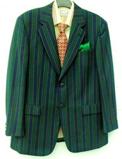 Brook Taverner Boating Blazer Men's 42R Navy  & green Striped