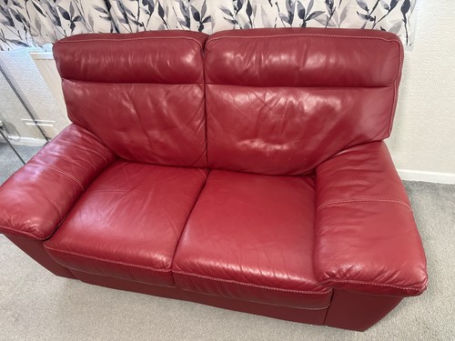 Real leather two seater sofa - leather,