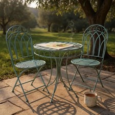 Metal Blue Gold Garden Bistro