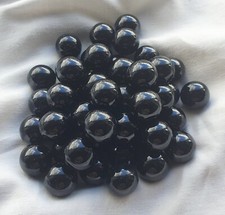 OPAQUE BLACK - 25 Beautiful Shiny Solid Colour Glass Marbles, Brand New, 14mm