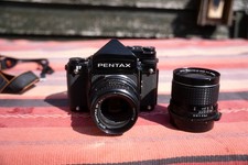 Pentax 67, Metered prisms, 105 lens, 55 lens.