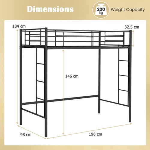 Metal loft bed - bed,