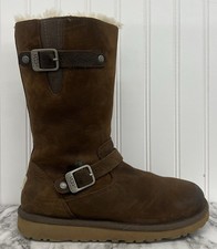 UGG® AUSTRALIA KENSINGTON 1969 TOAST LEATHER ZIP UP BOOTS WOMENS SIZE 5