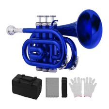 Mini Pocket Trumpet Bb Flat Brass Material Wind Instrument With Mouthpiece