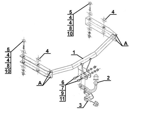 Swan neck tow bar - swan, a4