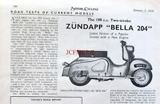 Zundapp 'BELLA 204' 198cc 2-Stroke Scooter - 1959 Magazine Report (2-Sided)