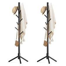 Wooden Coat Rack Stand with 8 Hooks New Zealand Pine 3 Adjustable Coat Standi...
