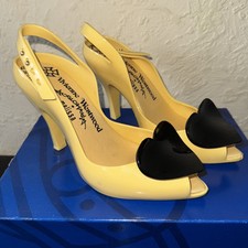 Vivienne Westwood Yellow Lady Dragon Hearts Shoes Heels Size 38 5 Boxed