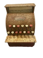 CODEG Metal CHILDS toy TILL cash register SHOP DISPLAY Red White BELL - READ