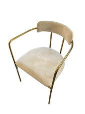 White Velvet Dining Chairs with Gold Legs (Set Of 2)