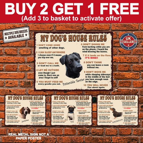 Dog house rules metal - dog’s,