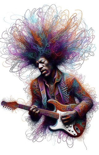 Jimi hendrix vibrant - jimi, abstract