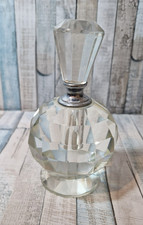 Large Crystal Perfume Bottle with Stopper Dimond  Pattern Clear Ball