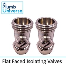 2 x 15mm X 1/2" BSP Isolating Valve Flat Faced Surface Thread For Flexis  (Pair)