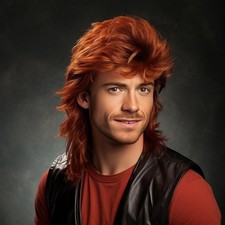 Ginger mullet wig mens - ginger,