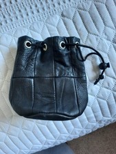 Drawstring Black Faux Leather