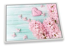 Love Heart Blossom Floral Pink CANVAS FLOATER FRAME Wall Art Print Picture