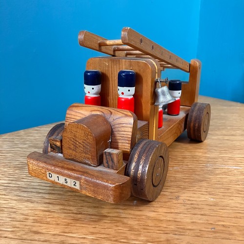 Vintage wooden fire engine toy - vintage,