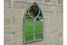 Gothic Rustic Arch Garden Mirror Grey Vintage Style Metal Wall Decor Home 42cm
