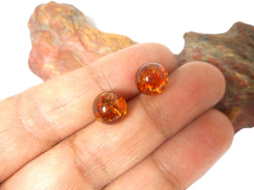 Amber stud earrings - amber, –