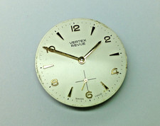 Vertex REVUE cal 77.1 Mechanical Watch Movement , Dial & Hands - WORKING