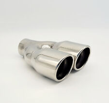 3" Twin Exhaust Tailpipe – Universal Tip Rolled Lip Polished Stainless Steel MIJ