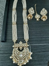 Bollywood Indian Pakistani Kundan  Long Rani Haar Earrings Set 