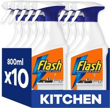 Flash Kitchen Cleaner Spray, 8 Litres (800 ml x 10), Kitchen Cleaning, Citrus Fr