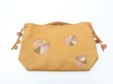 Vintage Radley Slouch Hobo Bag Embroidered Leather Yellow Medium Large