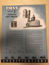 Vtg Ross Carriers Brochure Spec Sheet ~ Series 5 Lift Truck ~ Photo Prints